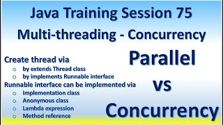 Java Training Session 75 Multithreading Concurrency Parallel vs Concurrency Lambda Method reference [upl. by Margarette]