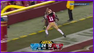 Brandon Aiyuk Crazy Helmet Deflection Catch During NFC Championship game nfl [upl. by Maure]