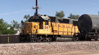 Union Pacific 1047 switches cars at Brenntag chemical in Chandler Az [upl. by Alithia405]