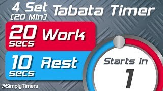 4 Set Full Tabata Workout Interval Timer 20 sec  10 sec 20 Minute Workout [upl. by Yorgerg]