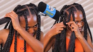 How To DOUBLE BRAID with BRAZILIAN WOOL 2 braids on one part hairstyle Double Braids Hairstyle [upl. by Emalee]