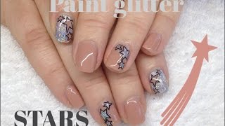 How To Paint Glitter Stars With CND Shellac amp Nail Polish Nail Art Tutorial [upl. by Yetnruoc]