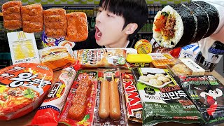 ASMR MUKBANG  편의점 직접 만든 불닭볶음면 짜파게티 김밥 디저트 먹방 amp 레시피 FIRE NOODLES HOTDOG EATING [upl. by Nepets]