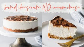 BAKED CHEESECAKE WITHOUT CREAM CHEESE EGGLESS  Eggless Baked Yogurt Cheesecake Recipe [upl. by Raychel]