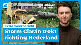 Extra weerbericht storm Ciarán zet koers richting Nederland  Code Oranje [upl. by Nauqet741]