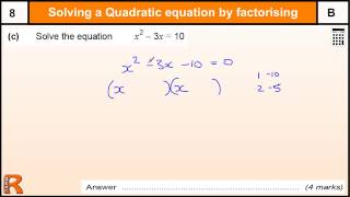 Solving Quadratic equation by factorising GCSE Maths revision Exam paper practice amp help [upl. by Georgette]