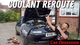 Mazda MX5 Skidnation Coolant Reroute Install My LAST Hope To AVOID Bonnet Vents [upl. by Ahsakal]