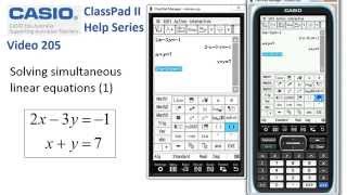 ClassPad Help 205  Solving Simultaneous Linear Eqns 1 [upl. by Goldston]