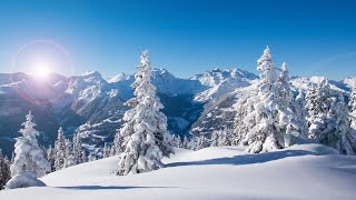 Musique relaxante belle vidéo aérienne hiver neige montagne paysages magnifiques Alpes chalet [upl. by Centonze285]