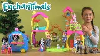 Frozen Little Princess Anna and Elsa Story with Enchantimals Treehouse and Ice Cream Truck Toys [upl. by Dyun]