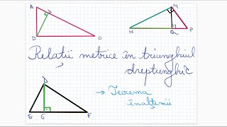 Relatii metrice in triunghiul dreptunghic teorema inaltimii  Clasa a VIIa [upl. by Nalaf]