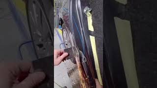 Welding a tab to the QuarterPanel of this Honda to pull the damage out autobody collision [upl. by Joselow868]