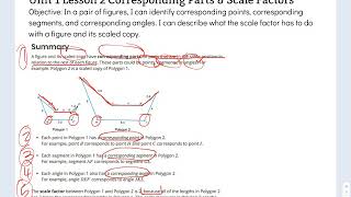 Illustrative Math 7th Grade Unit 1 Lesson 2 Corresponding Parts and Scale Factors [upl. by Hodgson]