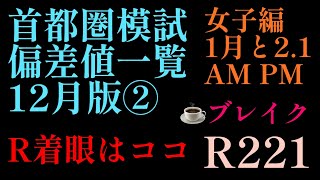 2023年R221☕️編！首都圏模試センター偏差値一覧12月版コメント（女子編！1月、2月1日AMPM入試）Rの着眼校はココだ！日能研 四谷大塚 偏差値 模試 サピックス 早稲田アカ [upl. by Yelhak]