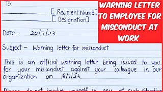 Warning letter to employees for misconduct at work warning letter to employees warningletter [upl. by Adriana]