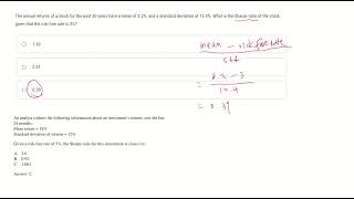 Sharpe ratio  CFA Level1 practice question [upl. by Aniras]