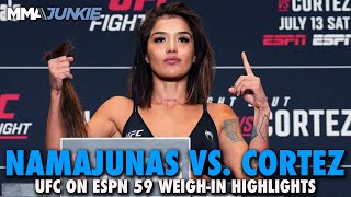 Tracy Cortez Cuts Hair to Make Weight vs Rose Namajunas  UFC on ESPN 59  WeighIn Highlights [upl. by Adnohsek188]