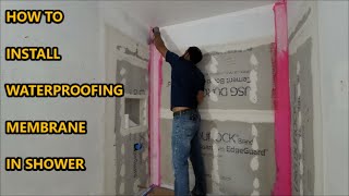 EASIEST Way To Install Waterproofing Membrane In Shower With RedGard [upl. by Netsreik]