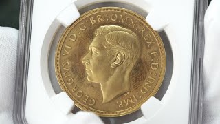 Auction 62  Lot 47 1937 Gold 5 Pounds 5 Sovereigns Proof NGC PF 65 2119615 001 AGW1 1777 oz [upl. by Llerrahs296]