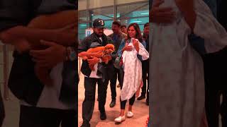 megastar Ramcharan with upasana klinkara back to Hyderabad Papped at airport [upl. by Wendalyn]