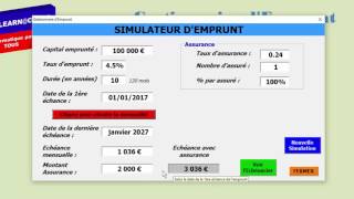 Excel VBA  Formulaire Simulateur Emprunt [upl. by Ahcsropal681]