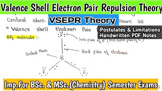 VSEPR Valence Shell Electron Pair Repulsion Theory  Chemical Bonding BSc1st Year Notes [upl. by Stannfield]