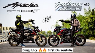 2024 Bajaj Pulsar N250 Vs Apache 200 4V  Drag Race  First On Youtube [upl. by Cheney]