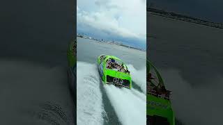 If we can follow this green beast yachts are easy Crazy powerboat in Miami Beach [upl. by Annairdna61]