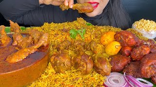 ASMR EATING SPICY CHICKEN BIRYANICHICKEN CURRYRAITACHICKEN LEG PIECE BIRYANI EATING [upl. by Miguela]