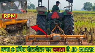 55HP के ट्रेक्टर पर चला दिया 8 Feet Rotavator rotavator johndeere [upl. by Emse220]