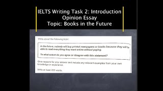 IELTS Writing Task 2 Opinion Essay Introduction Topic Books in the Future [upl. by Linet]