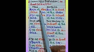 Learn igbo preposition  In front Niru Nihu In igbo languagelearnigbo preposition fypシ゚vir [upl. by Lenci855]