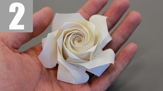 Part23  How to fold Naomiki Sato Origami Rose Pentagon Rose 佐藤直幹 摺紙玫瑰教學 [upl. by Froehlich60]