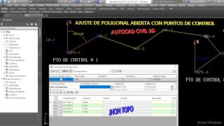 AJUSTE de POLIGONAL ABIERTA con PUNTOS de CONTROL en CIVIL 3D [upl. by Skutchan]