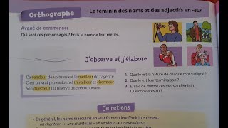 Unité 9 Orthographe  Le féminin des noms et des adjectifs en eur page100 [upl. by Althee]