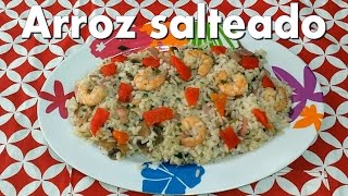 ARROZ SALTEADO CON LANGOSTINOS Y CHAMPIÑONES [upl. by Nnybor780]