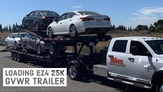 Loading Kaufman Ez4 trailer 25k GVWR seven vehicles [upl. by Aihsrop390]