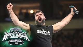 Jason Kelce and Lane Johnson help Rey Mysterio and Andrade WrestleMania XL Saturday highlights [upl. by Anilram]