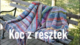 Szydełkowy koc z resztek włóczek półsłupki nawijane  tutorial [upl. by Yerrot429]