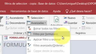 FILTROS AVANZADOS en ACCESS FILTRO por FORMULARIO [upl. by Bekki]