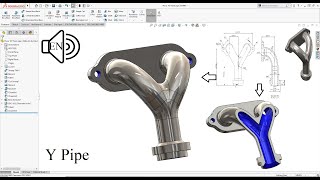 Y Pipe SolidWorks Tutorial 2021 Project Curve amp Swept BossBase step by step Learn from Home D [upl. by Loredana]