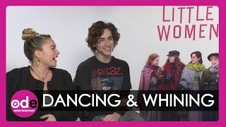 Florence Pugh amp Timothée Chalamet Reveal how They Dance When No Ones Watching [upl. by Ahsyekat431]