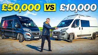 £50K PROFESSIONALLY BUILT vs £10K DIY BUILT CAMPER VAN [upl. by Nyleimaj]