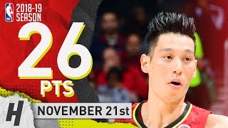 Jeremy Lin Full Highlights Hawks vs Raptors 20181121  26 Pts 4 Threes LINSANITY [upl. by Lidaa]