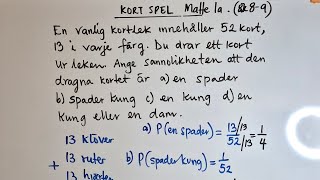 Kortspel sannolikhet Matte 1a Åk 89 [upl. by Apollus]