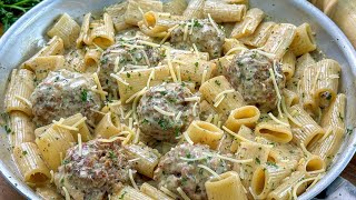 Pasta con albóndigas de cerdo en salsa blanca [upl. by Toor]