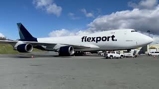 FLEXPORT AIR CARGO Boeing 747 N454PA parked and being serviced [upl. by Ahcatan]