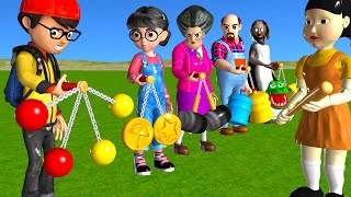 Scary Teacher 3D vs Squid Game Clackers Level Max 5 Times Challenge Miss T vs Nick and Tani Winning [upl. by Darbie]