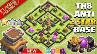 New Town hall 8Th8 Base  Town hall 8Th8 FarmingTrophyPushing  New Coc Th8 Base Link 2024 [upl. by Fonzie]