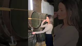 Barrel sample tasting Cheers🍷mariagironwine wineinspires wine barrel winetasting winecellar [upl. by Nemrac]